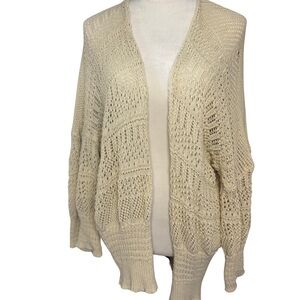 Cream Open Knit Crochet Cardigan Sweater Polyester Women’s OSFA